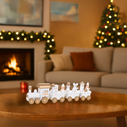 Set 2 Trenes Navideños Madera Decorativos Adorno Navidad