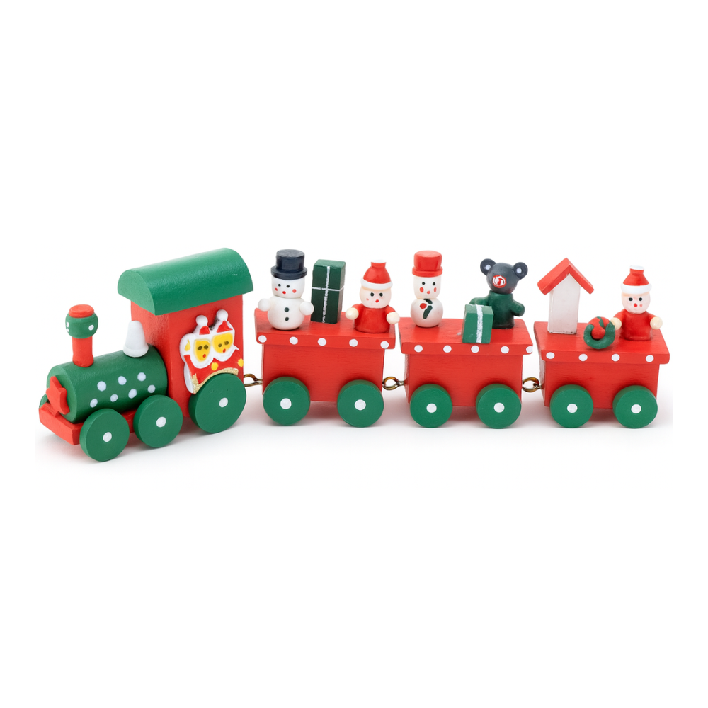 Set 2 Trenes Navideños Madera Decorativos Adorno Navidad