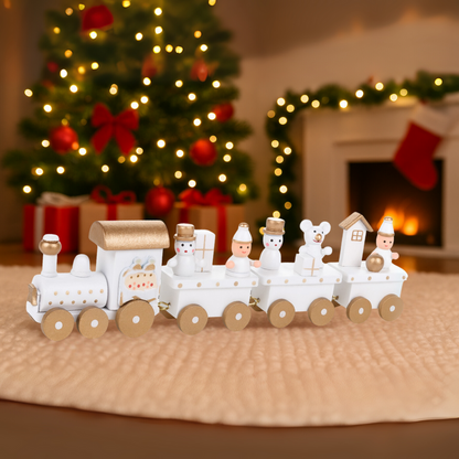 Set 2 Trenes Navideños Madera Decorativos Adorno Navidad