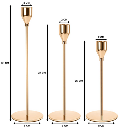 Set 3 Candelabros Porta Velas Dorado Decora Centro De Mesa
