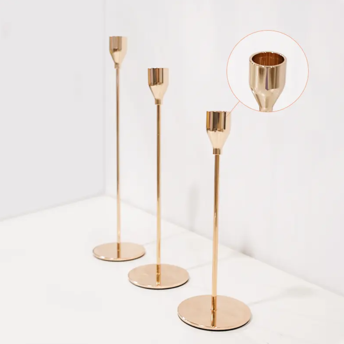 Set 3 Candelabros Porta Velas Dorado Decora Centro De Mesa