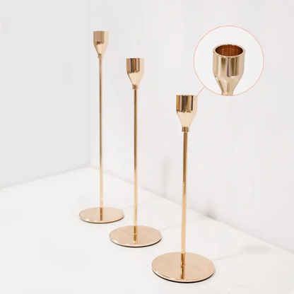 Set 3 Candelabros Porta Velas Dorado Decora Centro De Mesa