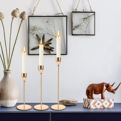 Set 3 Candelabros Porta Velas Dorado Decora Centro De Mesa