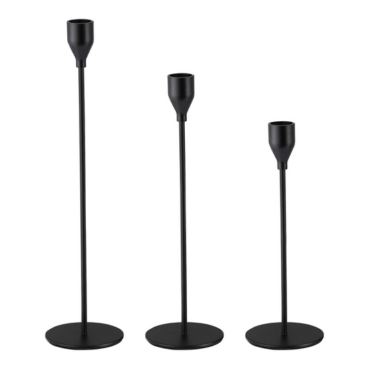 Set 3 Candelabros Porta Velas Negro Decora Centro De Mesa