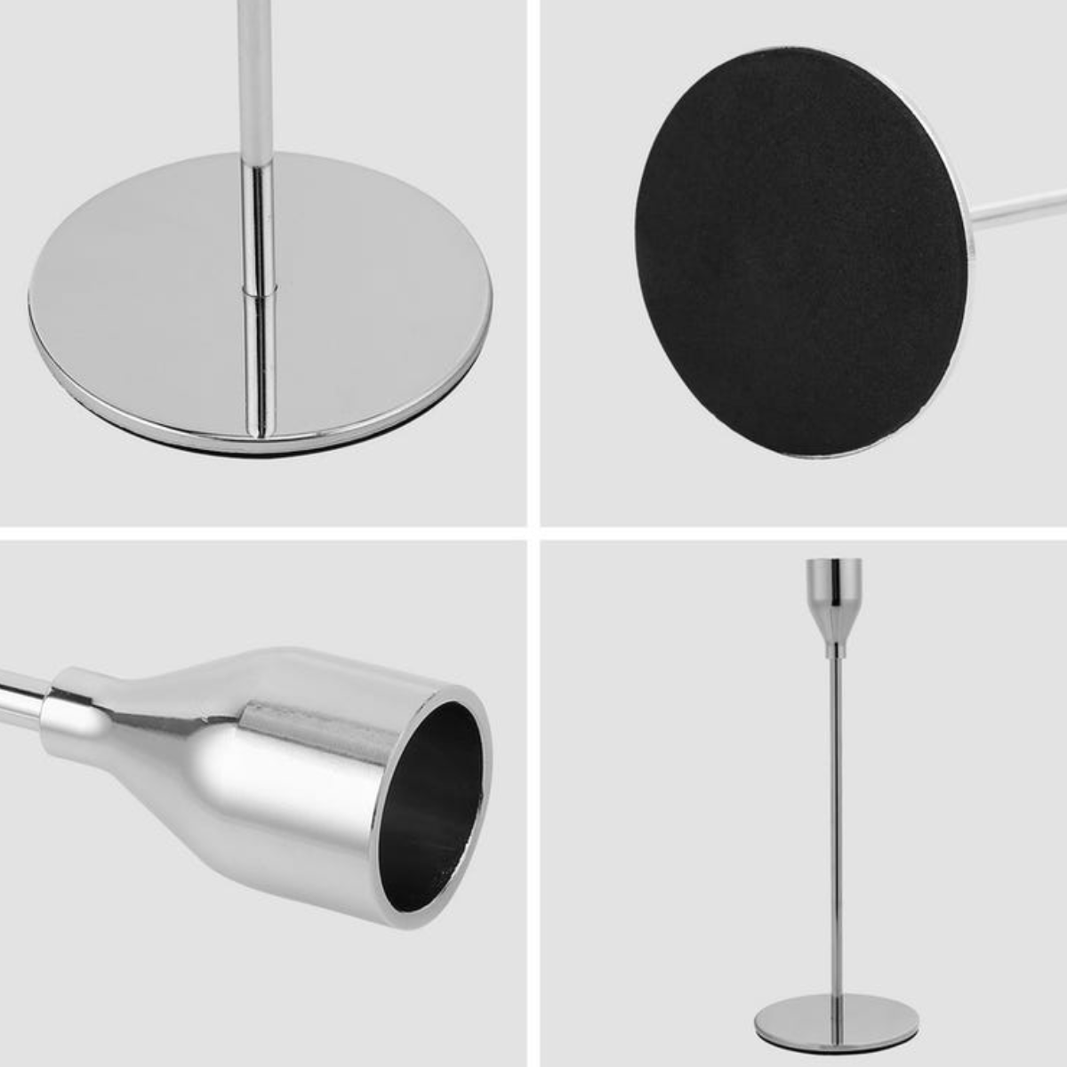 Set 3 Candelabros Porta Velas Plateado Decora Centro De Mesa