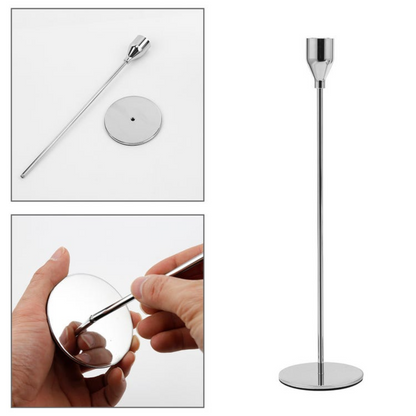 Set 3 Candelabros Porta Velas Plateado Decora Centro De Mesa