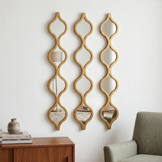 Set 3 Espejos De Pared De Ondas Alargadas Marcos De Espejos