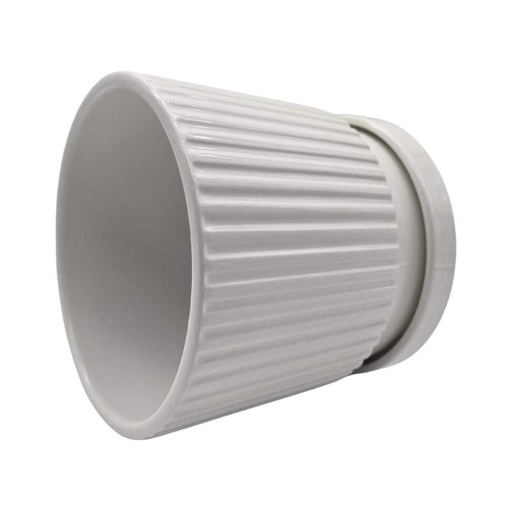 Set 3 Maceteros Maceta De Cerámica Blancos Diseños Lineas