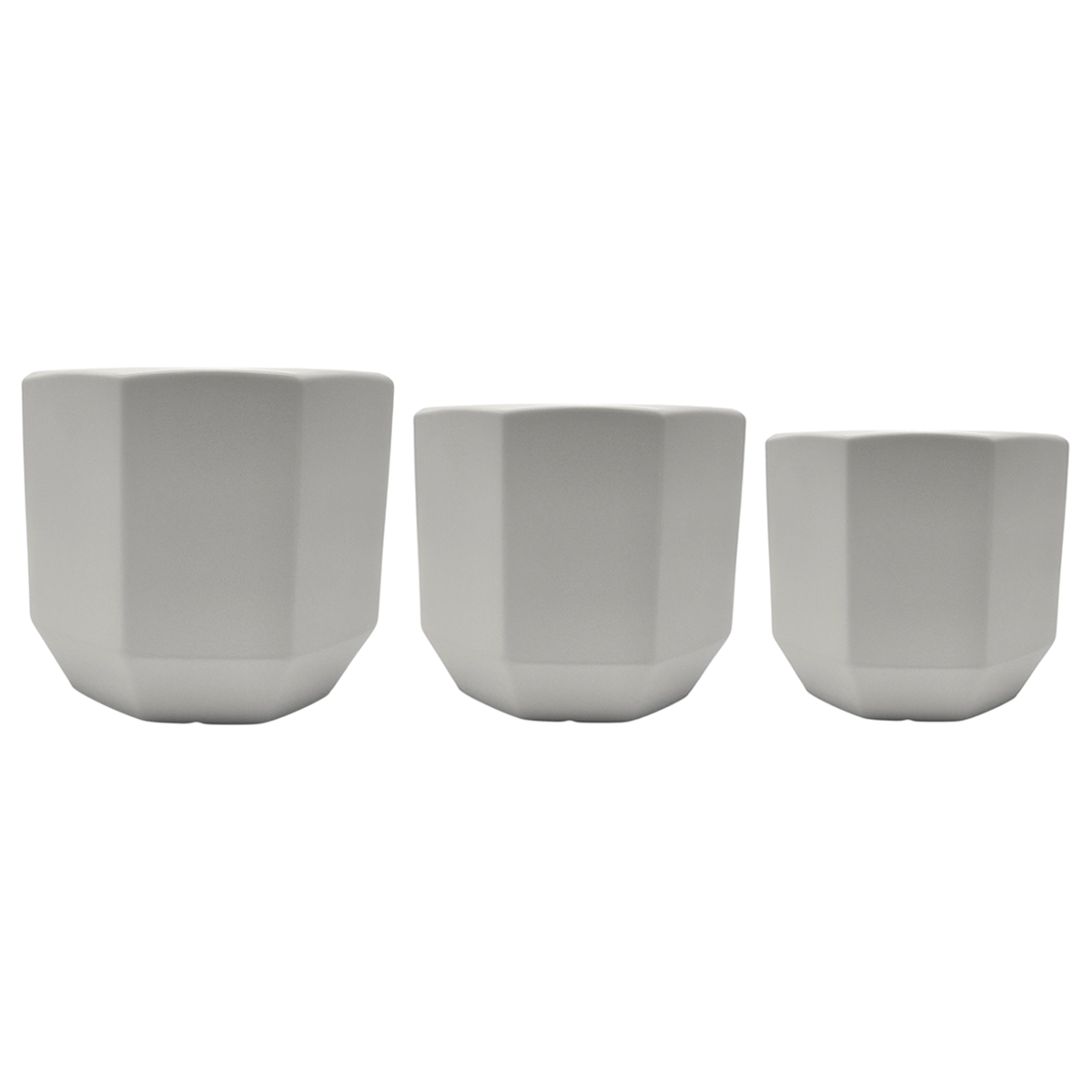 Set 3 Maceteros Maceta De Ceramica Blancos Lineas Verticales