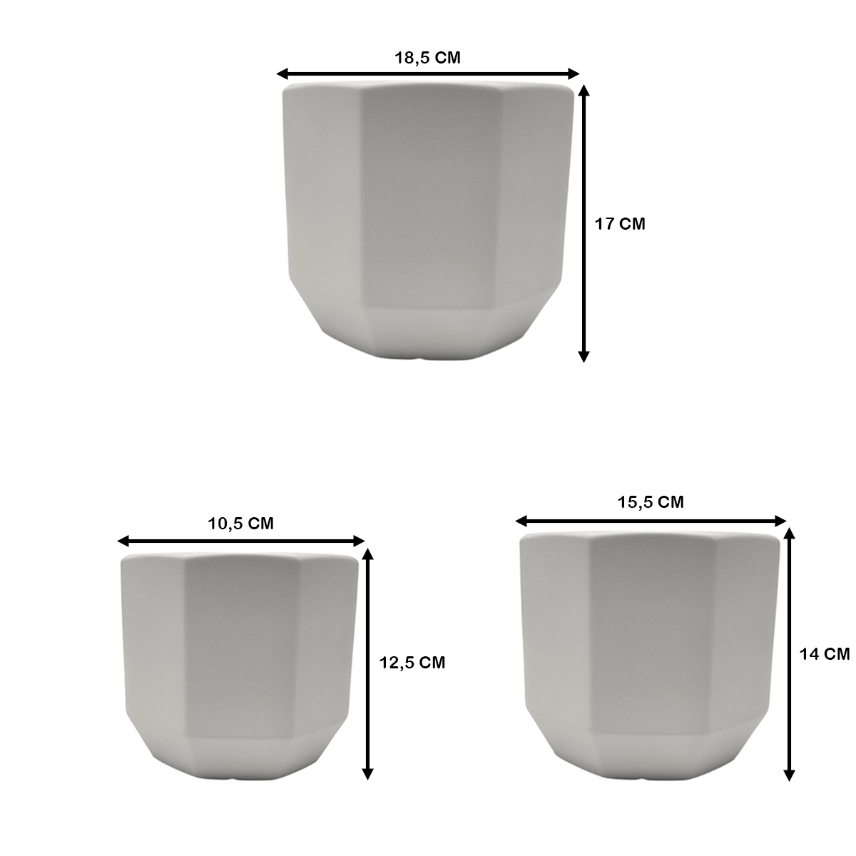 Set 3 Maceteros Maceta De Ceramica Blancos Lineas Verticales