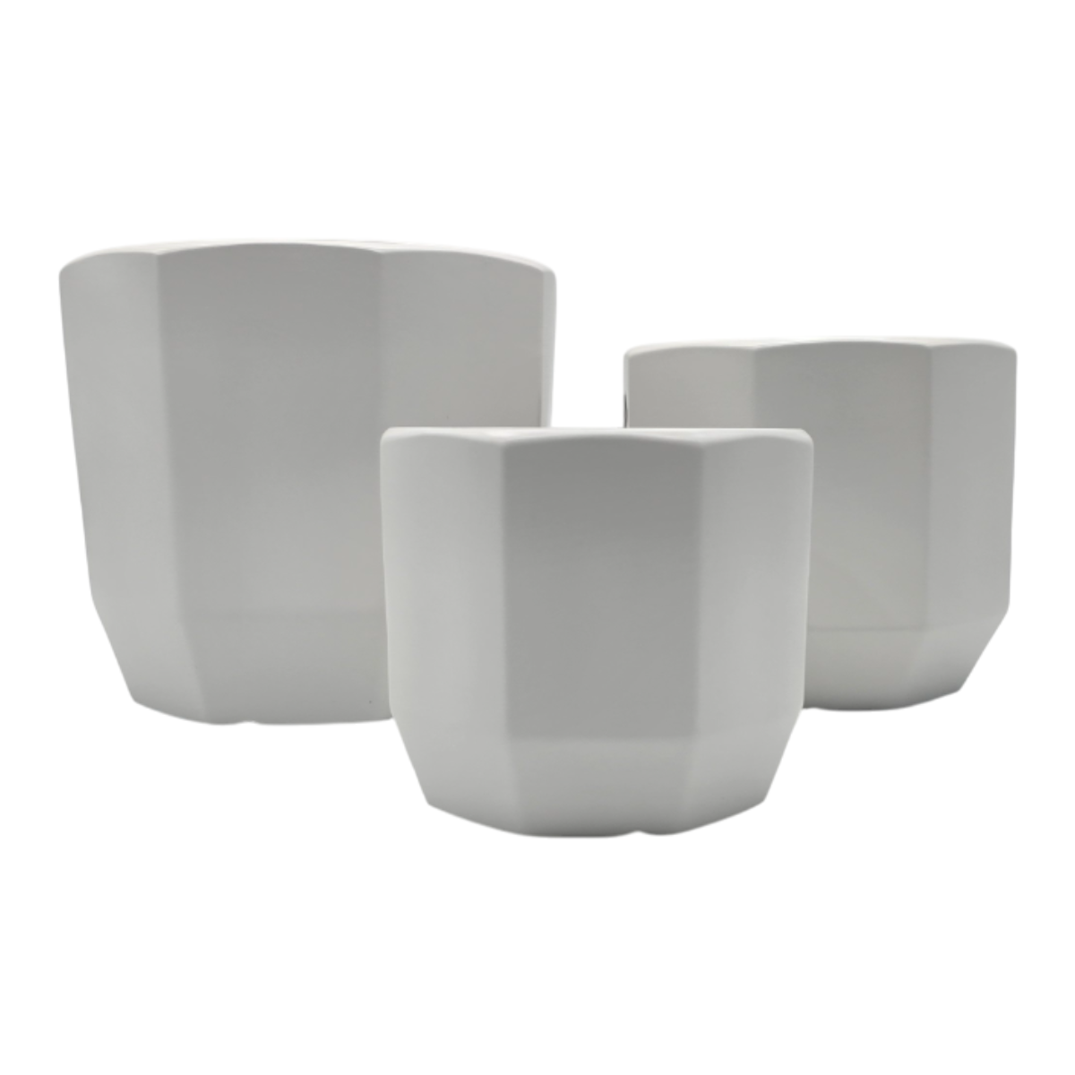 Set 3 Maceteros Maceta De Ceramica Blancos Lineas Verticales