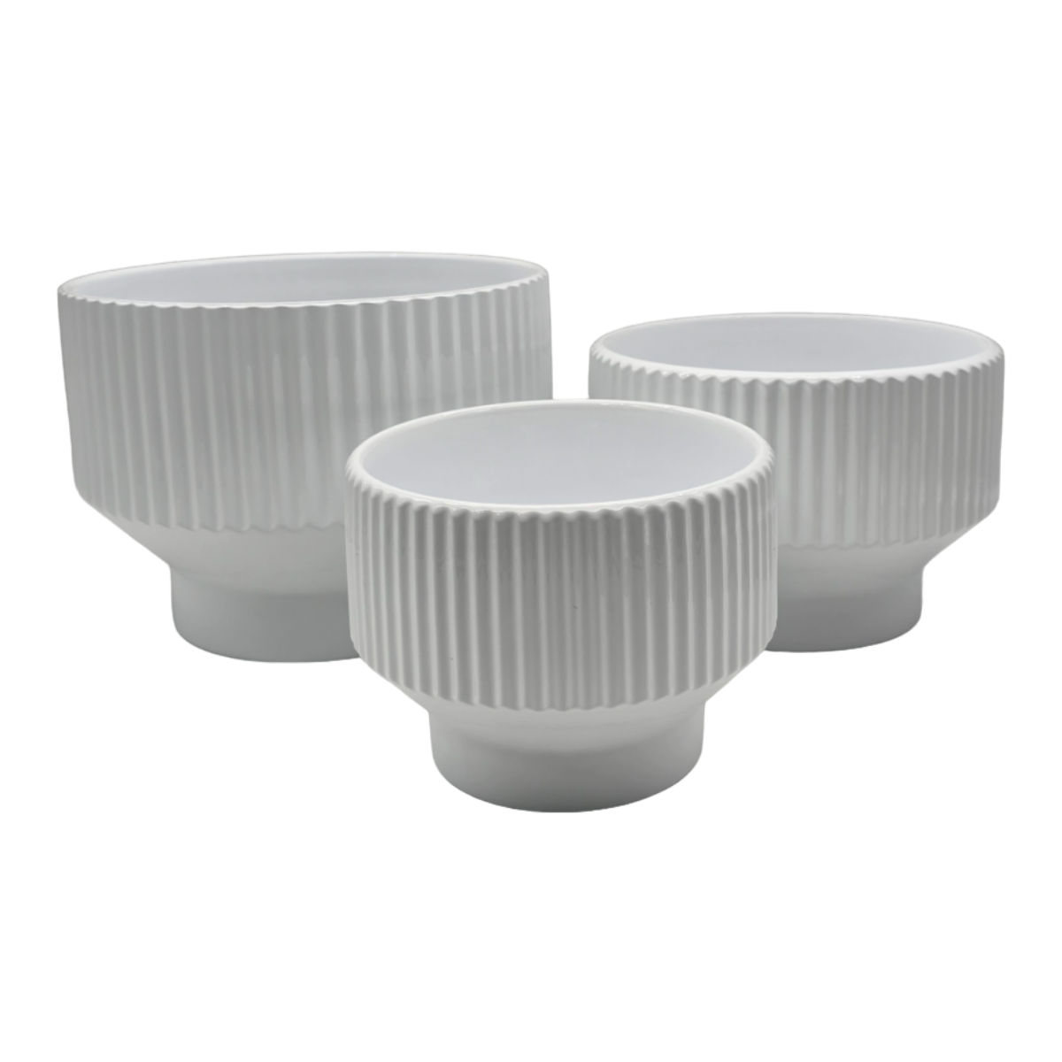Set 3 Maceteros Maceta De Ceramica Copon Blanco Brillante
