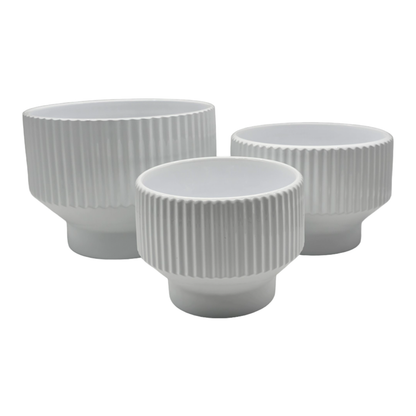 Set 3 Maceteros Maceta De Ceramica Copon Blanco Brillante