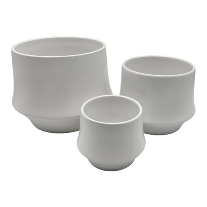 Set 3 Maceteros Maceta De Ceramica Elegante Blanco Liso