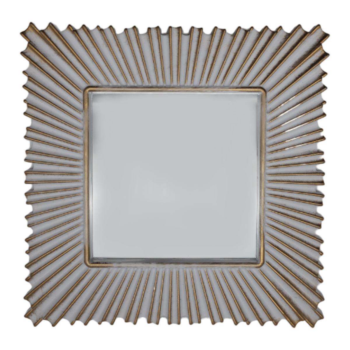 Set 3 Marcos De Espejos Cuadrados Blancos Lineas Doradas