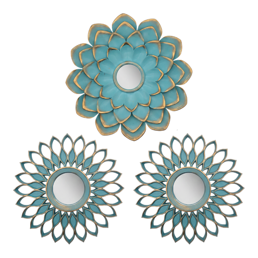 Set 3 Marcos De Espejos Flor De Loto y Diseño Calipso Deco