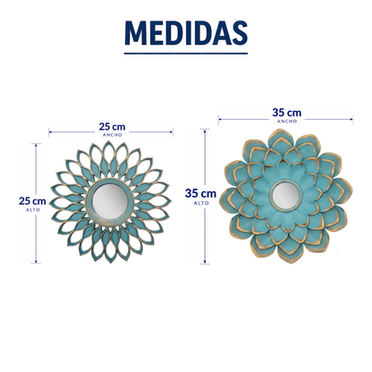 Set 3 Marcos De Espejos Flor De Loto y Diseño Calipso Deco