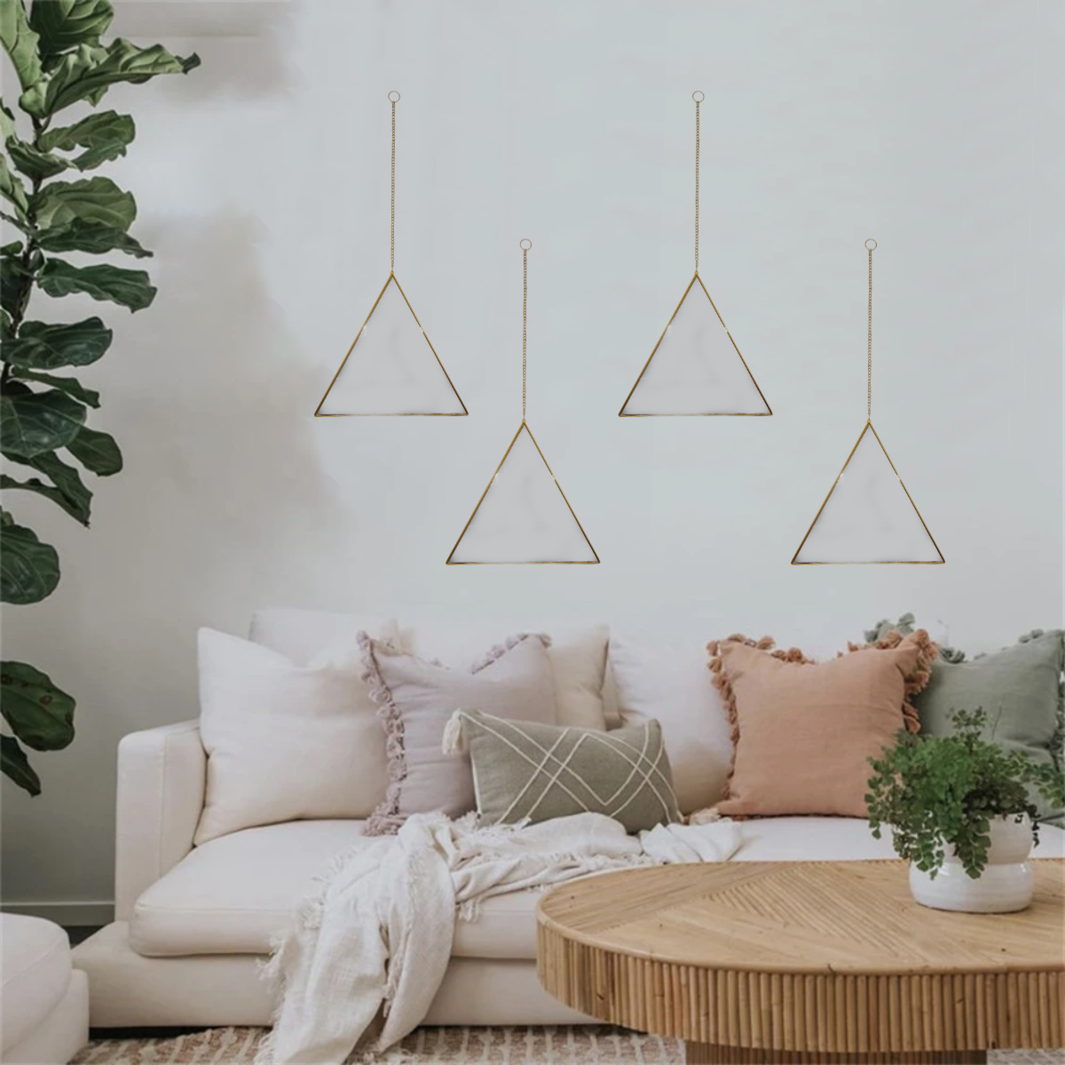 Set 4 Espejos De Pared Para Colgar Triangular Marco Espejo