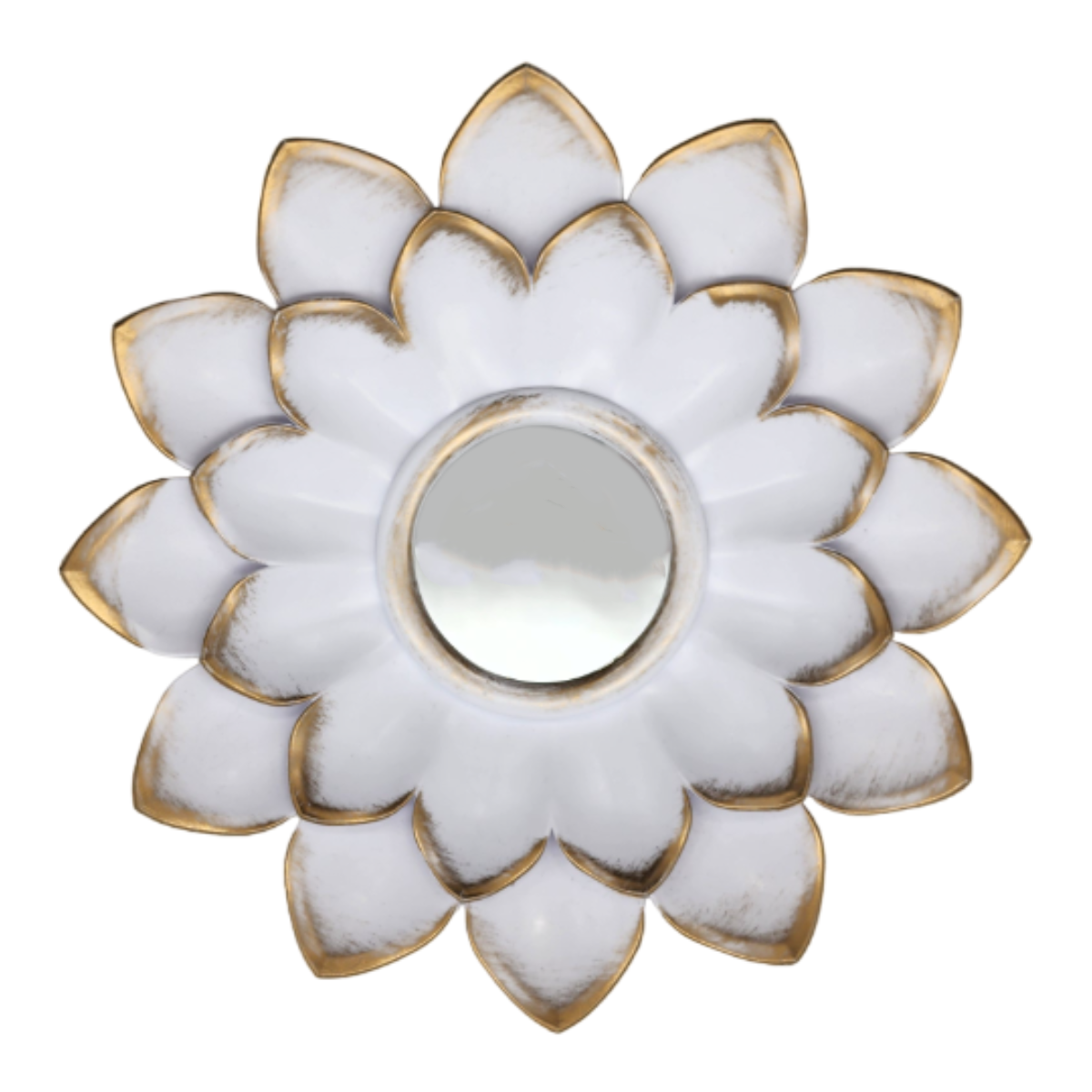 Set 4 Marcos De Espejos Flor De Loto Decorativo Blanco Deco