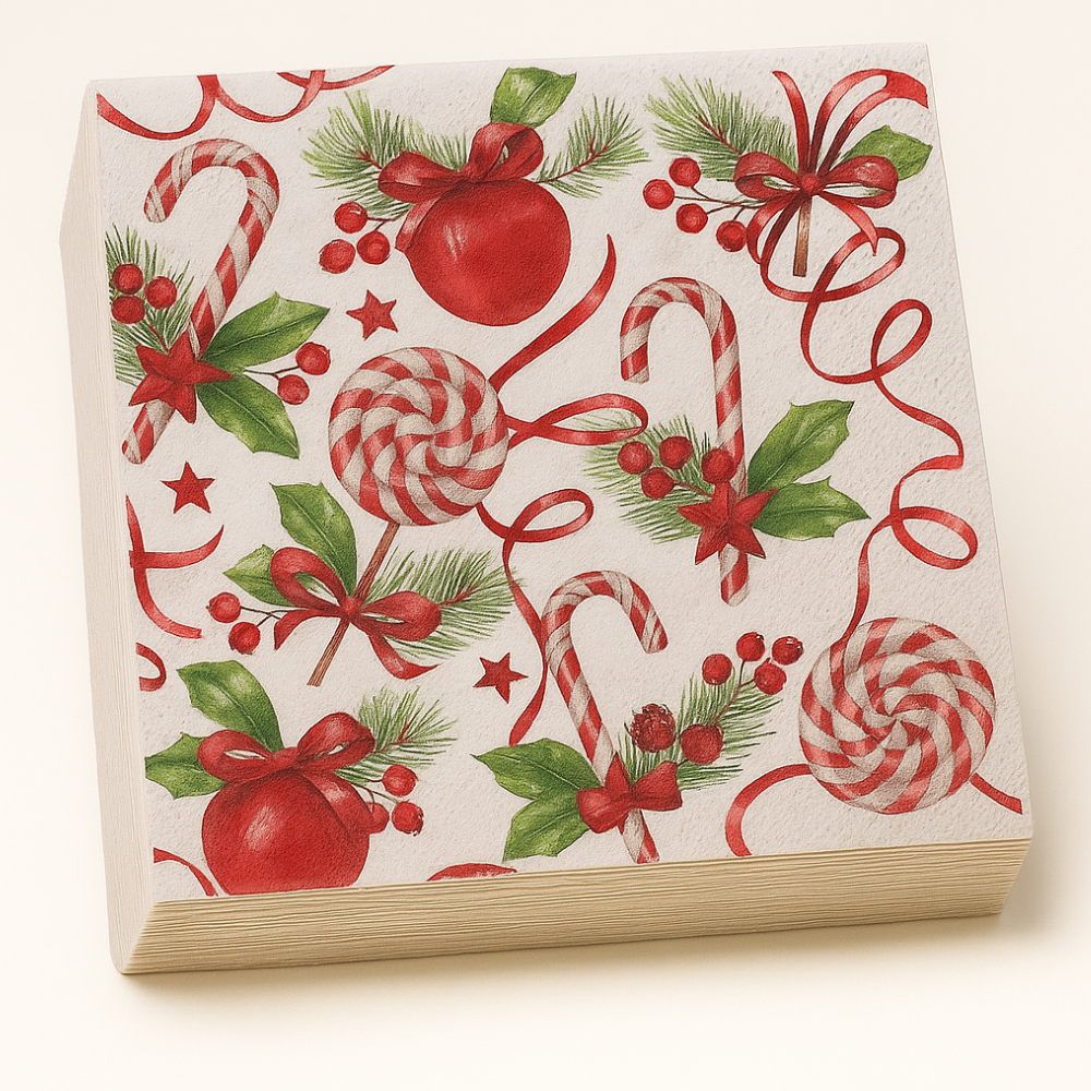 Set de 40 Servilletas Navideñas Con Diseños Variados Decorativos