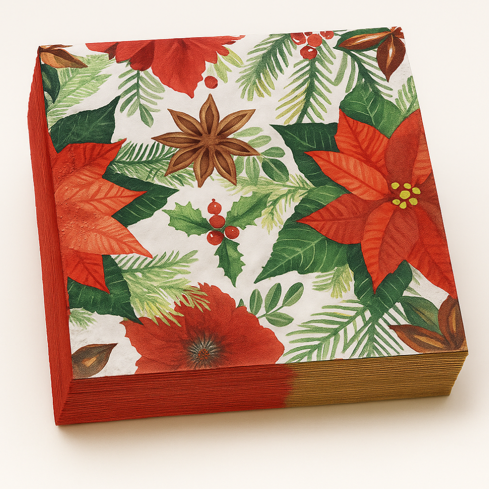 Set de 40 Servilletas Navideñas Con Diseños Variados Decorativos