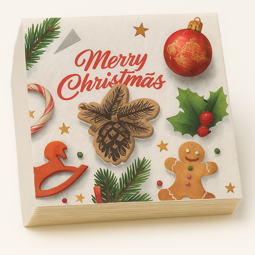 Set de 40 Servilletas Navideñas Con Diseños Variados Decorativos