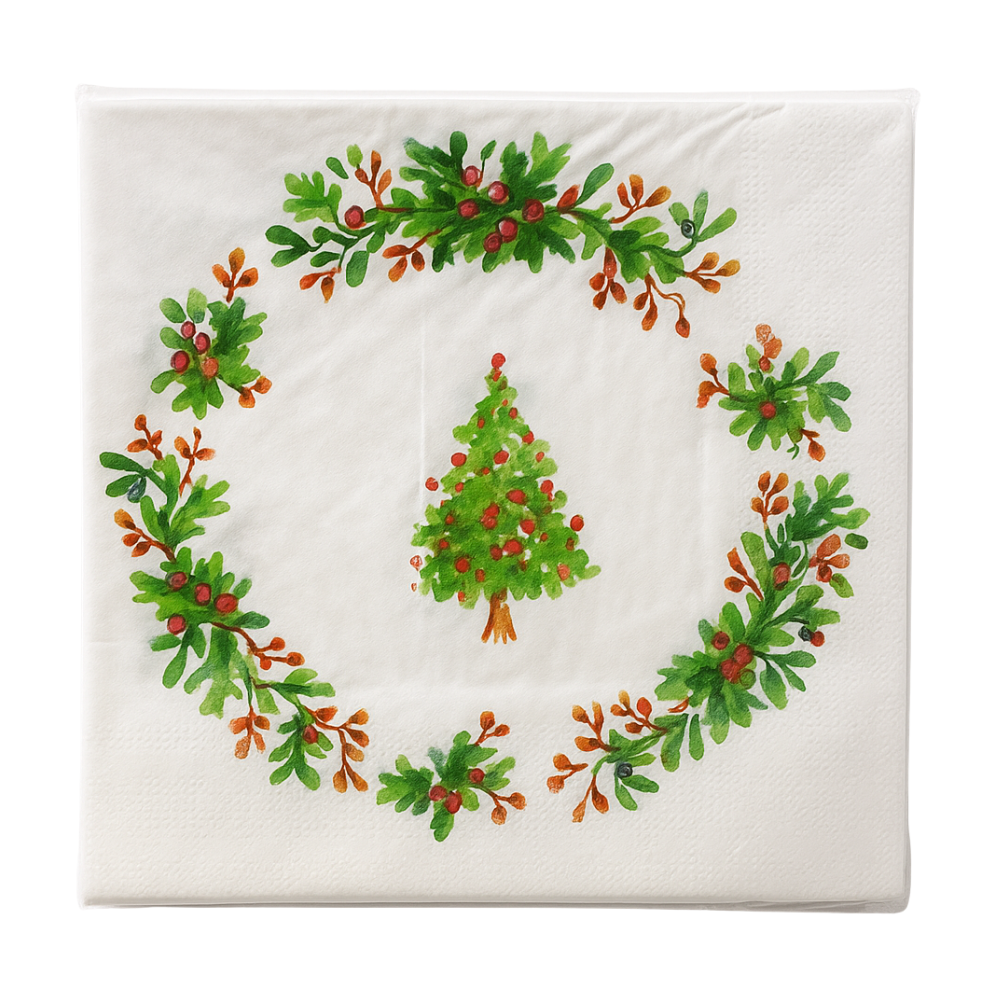 Set de 40 Servilletas Navideñas Con Diseños Variados Decorativos