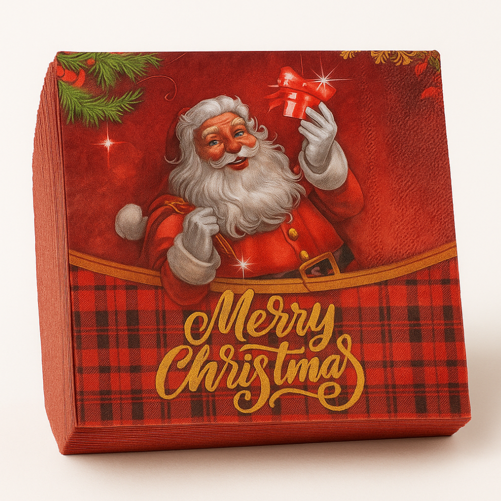 Set de 40 Servilletas Navideñas Con Diseños Variados Decorativos