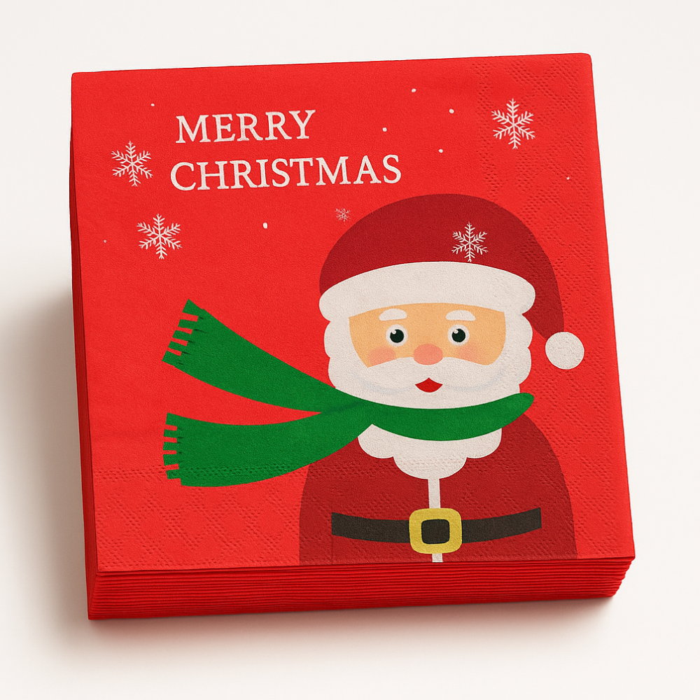 Set de 40 Servilletas Navideñas Con Diseños Variados Decorativos