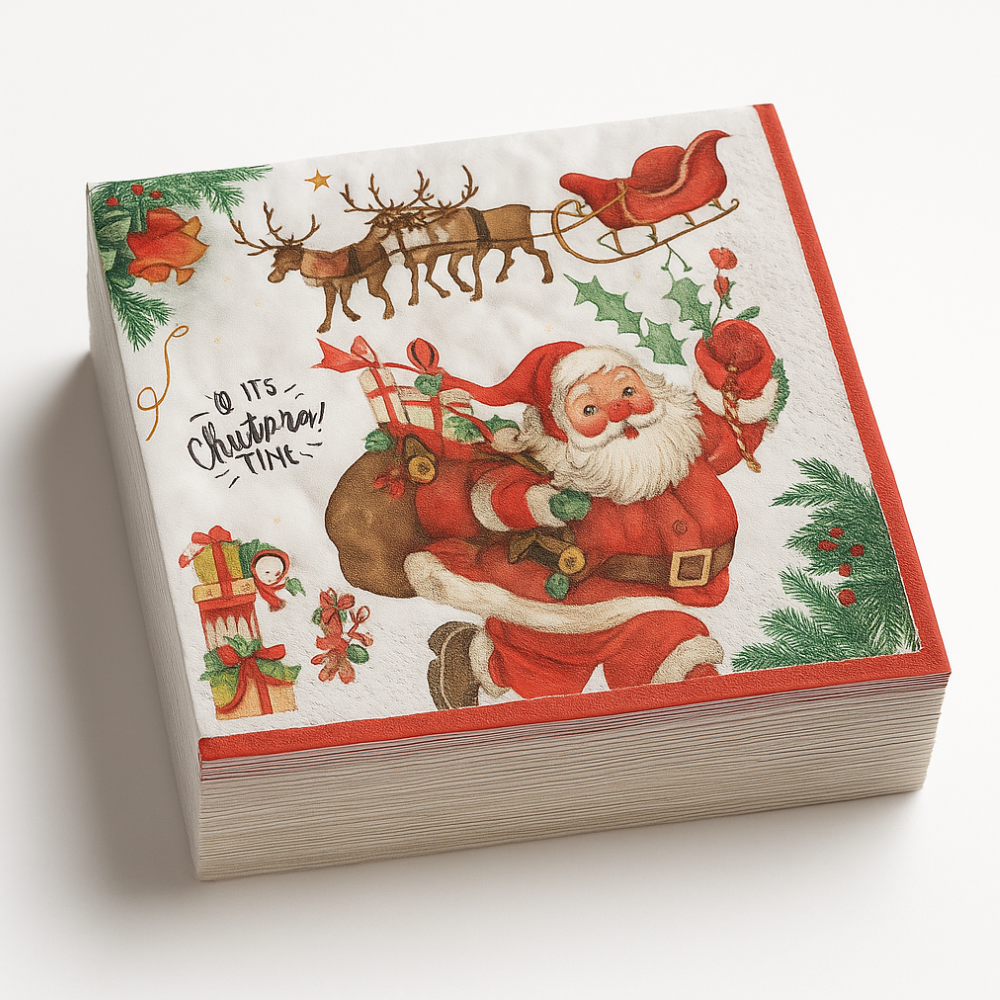 Set de 40 Servilletas Navideñas Con Diseños Variados Decorativos