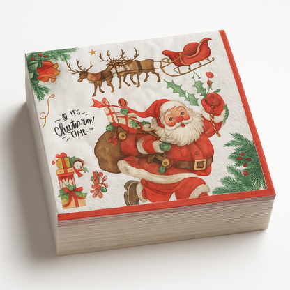 Set de 40 Servilletas Navideñas Con Diseños Variados Decorativos
