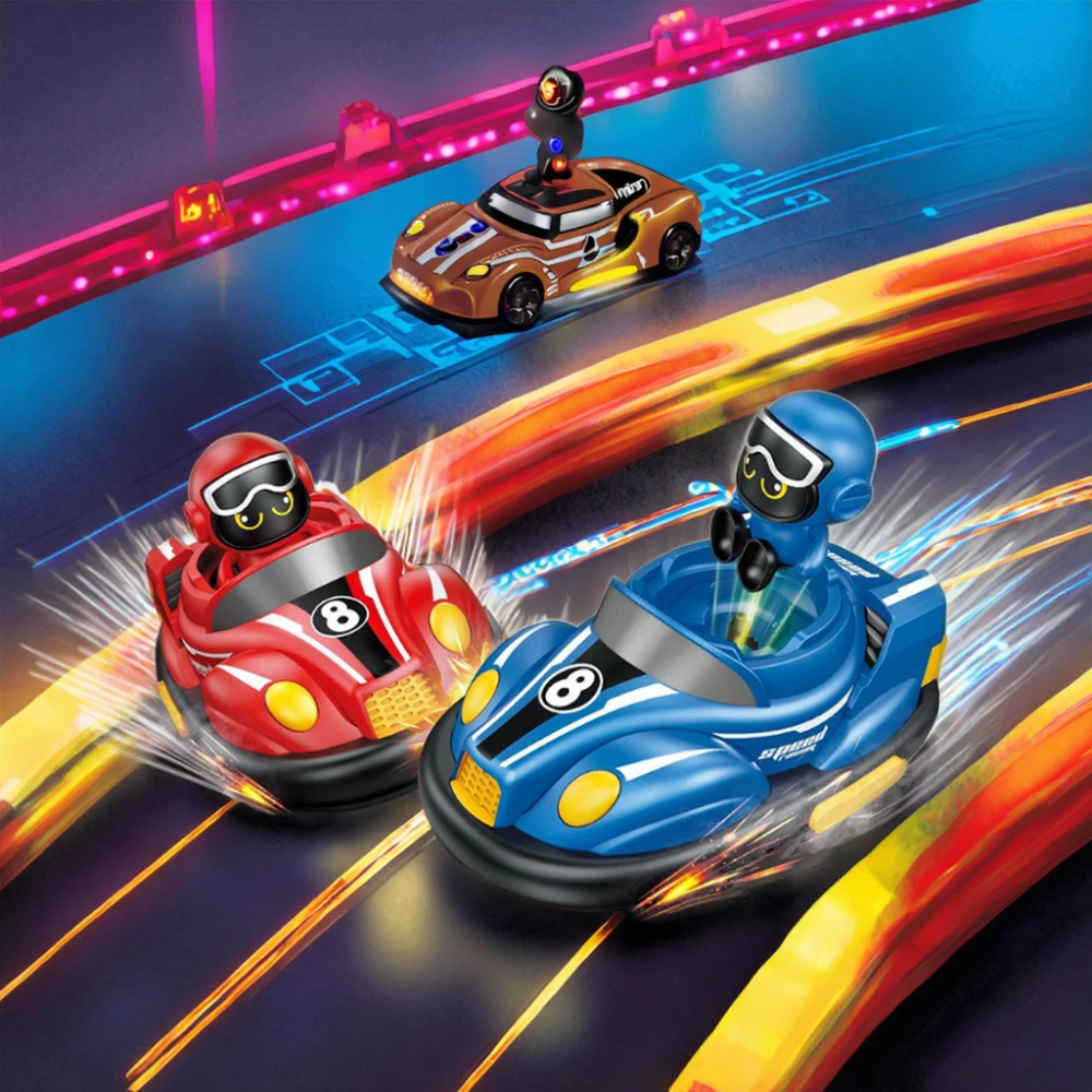 Set de Autitos Chocadores a Control Remoto Piloto Go Kart