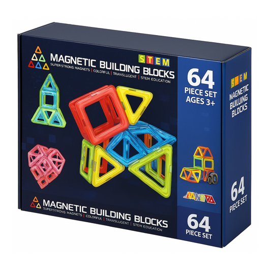 Set De Construccion Magnetico Piezas Magneticas 64 Piezas