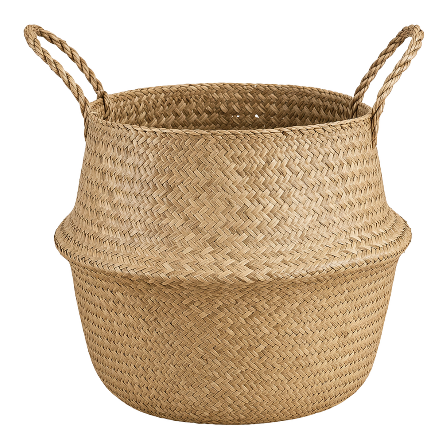 Macetero Cesto Maceta De Mimbre Tejida Plegable Con Asas
