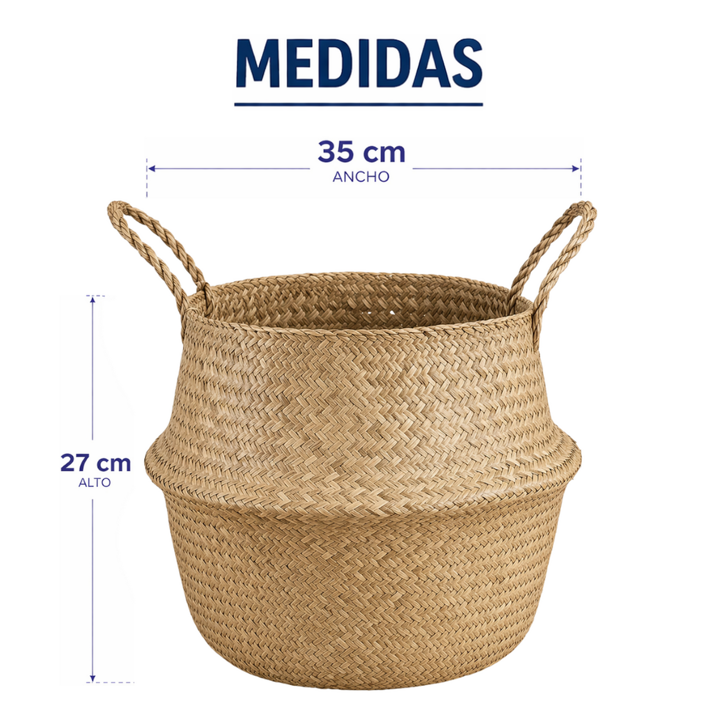 Macetero Cesto Maceta De Mimbre Tejida Plegable Con Asas